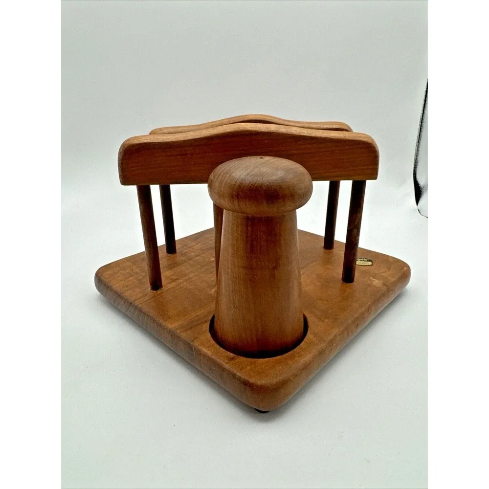 Genuine Teak Wood Salt &‎ Pepper Shakers Napkin Holder By Dolphin in Box